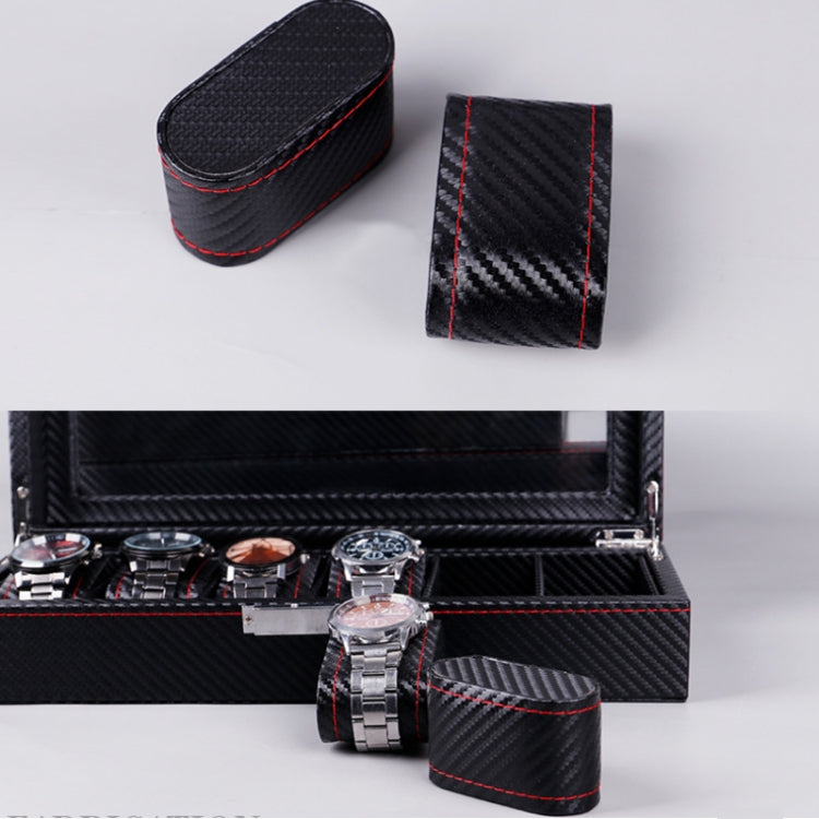 Carbon Fiber PU Leather Watch Box Jewelry Storage Box Packaging Box, Style:, 6 Watch Positions, 10 Watch Positions, 12 Watch Positions, 6 + 3 Red Black, Double-layer