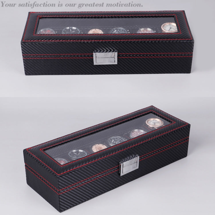 Carbon Fiber PU Leather Watch Box Jewelry Storage Box Packaging Box, Style:, 6 Watch Positions, 10 Watch Positions, 12 Watch Positions, 6 + 3 Red Black, Double-layer