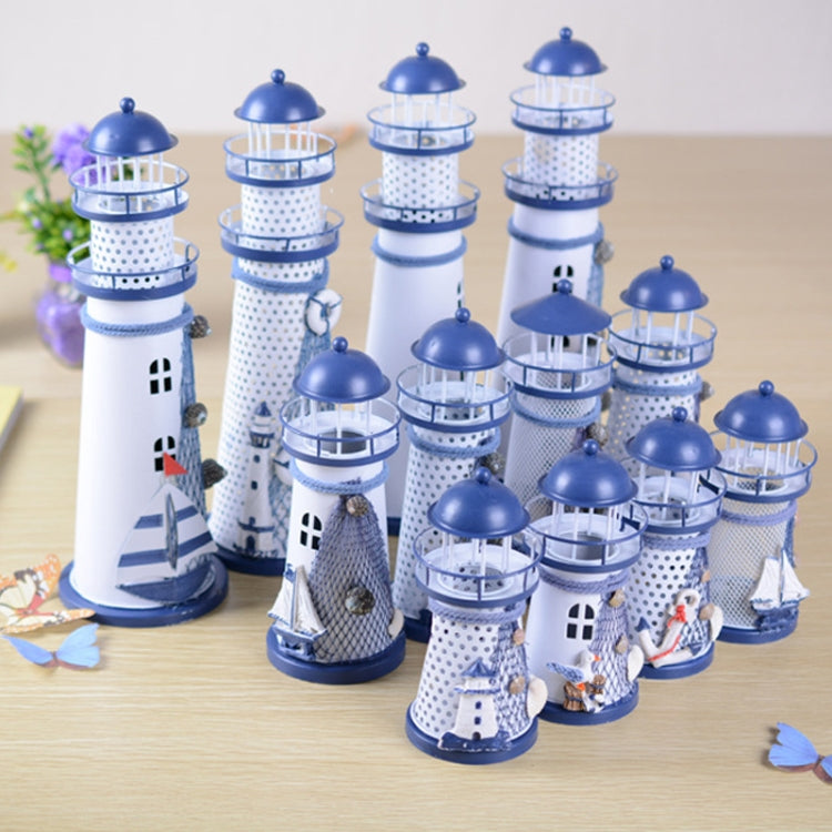 Mediterranean Style Flashing Ocean Tin Lighthouse Decoration, Style Random Delivery M1021 Large 30cm, M1221 Small 14cm, M1022 Medium 19cm, M1021 Large 30cm