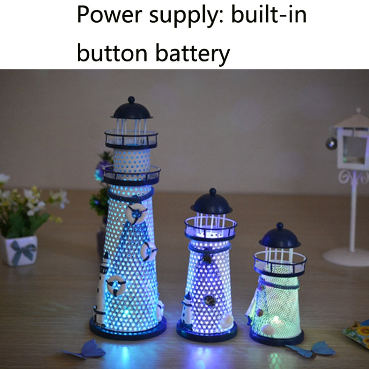 Mediterranean Style Flashing Ocean Tin Lighthouse Decoration, Style Random Delivery M1021 Large 30cm, M1221 Small 14cm, M1022 Medium 19cm, M1021 Large 30cm