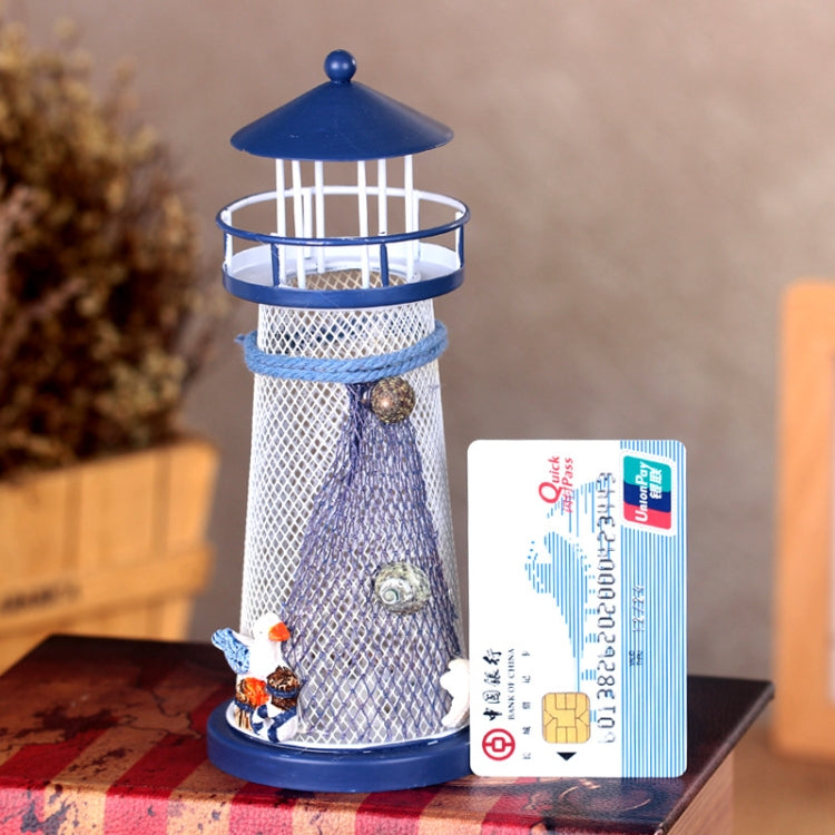 Mediterranean Style Flashing Ocean Tin Lighthouse Decoration, Style Random Delivery M1021 Large 30cm, M1221 Small 14cm, M1022 Medium 19cm, M1021 Large 30cm