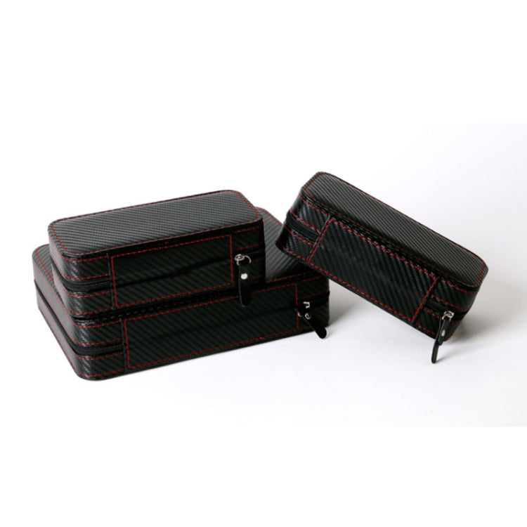 PU Leather Full Carbon Fiber Zipper Watch Bag Watch Storage Display Box, Style:, 02 Watch Position, 04 Watch Position, 08 Watch Position Carbon Fiber