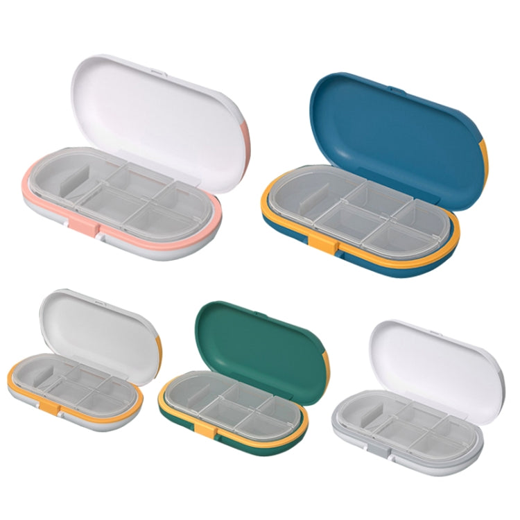 HW073 Portable Cut Medicine Large-capacity Pill Box Compartment Sealed Small Pill Box, Green, Blue, Pink, Grey, White Yellow