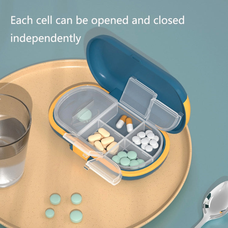 HW073 Portable Cut Medicine Large-capacity Pill Box Compartment Sealed Small Pill Box, Green, Blue, Pink, Grey, White Yellow