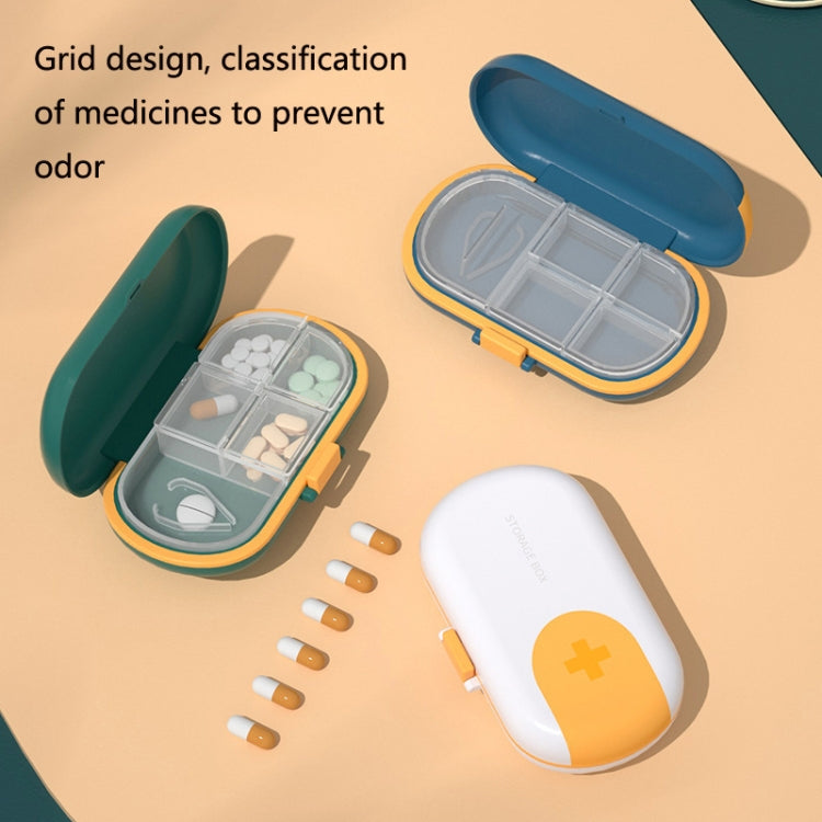 HW073 Portable Cut Medicine Large-capacity Pill Box Compartment Sealed Small Pill Box, Green, Blue, Pink, Grey, White Yellow