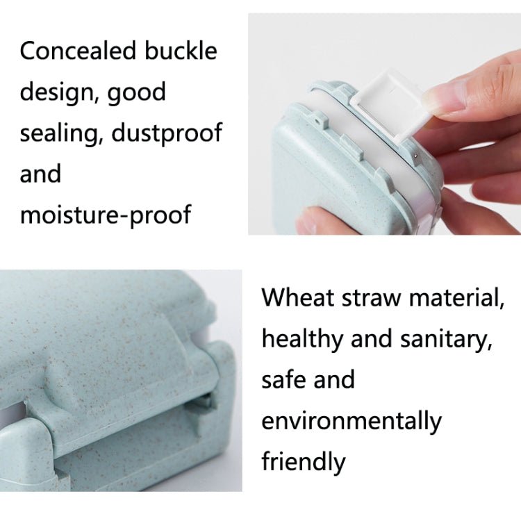 6 PCS C1617 Portable Dispensing Sealed Pill Box Wheat Straw Large-capacity Storage Box, Green, Blue, Beige, Pink