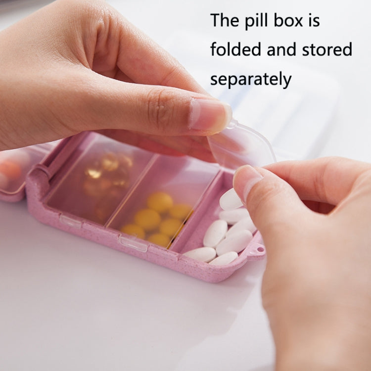 6 PCS C1617 Portable Dispensing Sealed Pill Box Wheat Straw Large-capacity Storage Box, Green, Blue, Beige, Pink