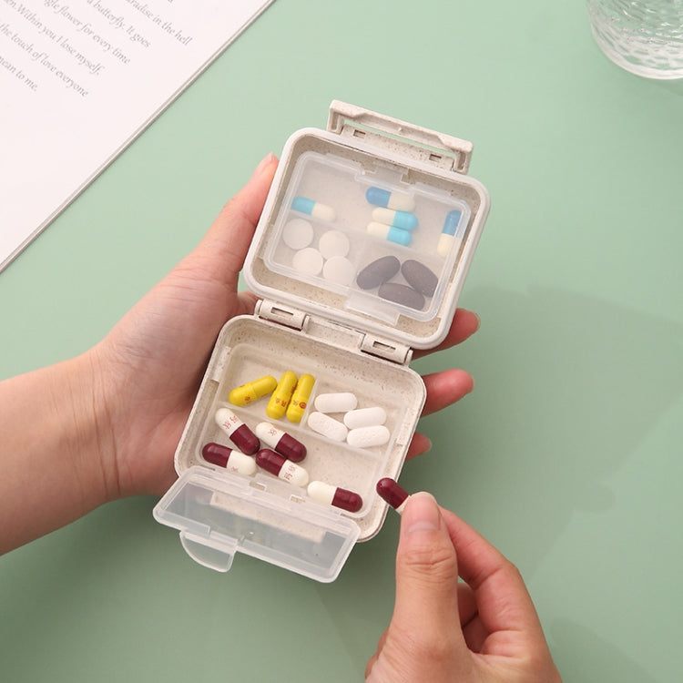 JS0018 Wheat Portable Sealed Pill Box with 6 Compartments For Pill Health Care Box, Beige, Pink, Green, Solid Pink, Solid Orange, Solid Yellow, Solid Green