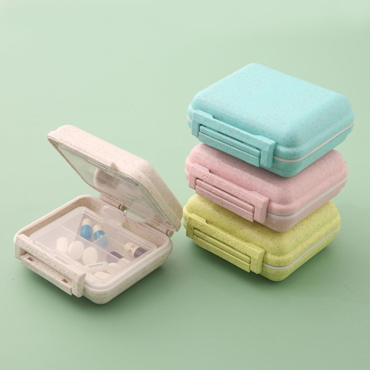 JS0018 Wheat Portable Sealed Pill Box with 6 Compartments For Pill Health Care Box, Beige, Pink, Green, Solid Pink, Solid Orange, Solid Yellow, Solid Green