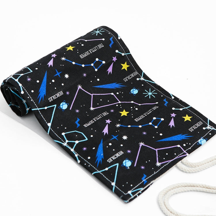 Night Sky Sketch Color Pencil Bag  Students Large-Capacity Canvas Pen Curtain Roll Pen Bag, 12 Holes, 24 Holes, 36  Holes, 48  Holes, 72 Holes