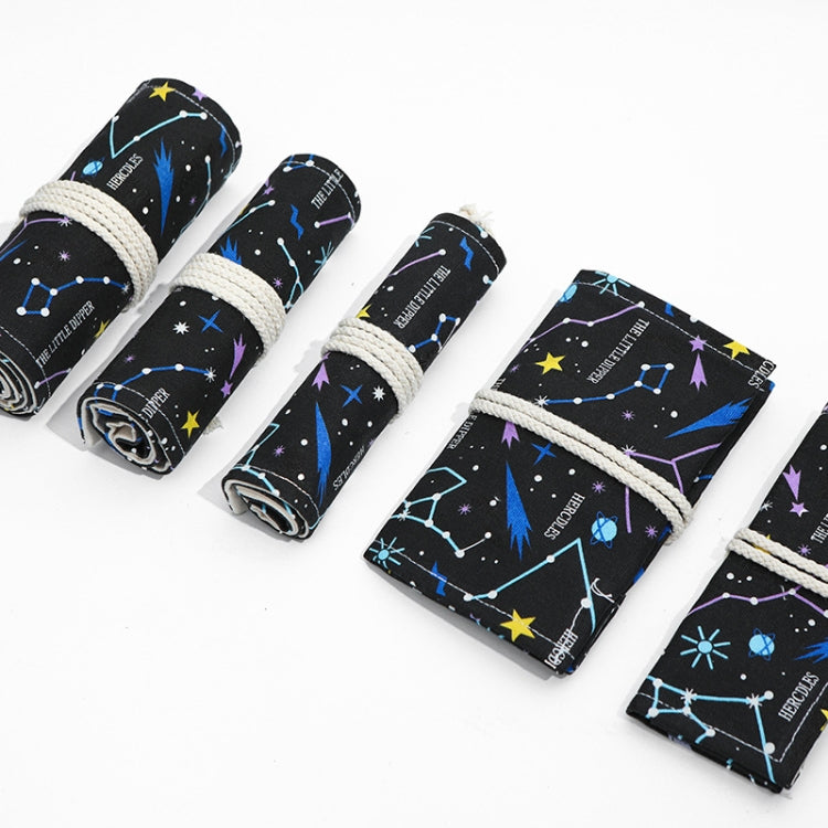 Night Sky Sketch Color Pencil Bag  Students Large-Capacity Canvas Pen Curtain Roll Pen Bag, 12 Holes, 24 Holes, 36  Holes, 48  Holes, 72 Holes