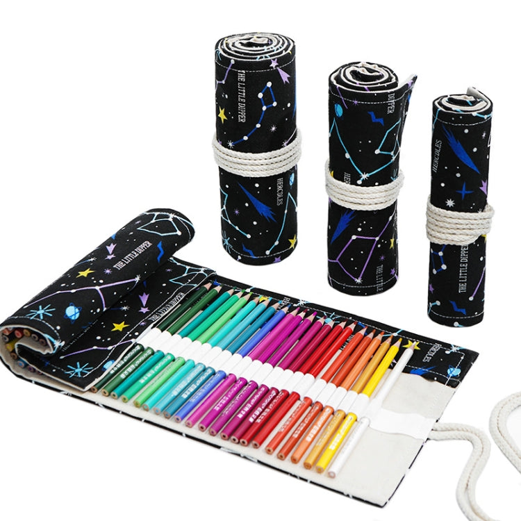 Night Sky Sketch Color Pencil Bag  Students Large-Capacity Canvas Pen Curtain Roll Pen Bag, 12 Holes, 24 Holes, 36  Holes, 48  Holes, 72 Holes