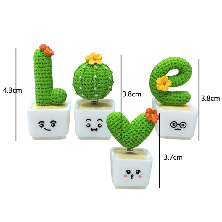 Small Fresh Cactus Ornaments Resin Plants Small Potted Car Ornaments, Heart Shape, Fairy Ball, Fairy Column, Fairy Column (High 3.8cm)