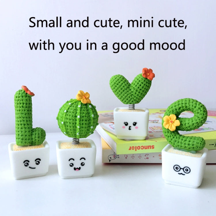 Small Fresh Cactus Ornaments Resin Plants Small Potted Car Ornaments, Heart Shape, Fairy Ball, Fairy Column, Fairy Column (High 3.8cm)