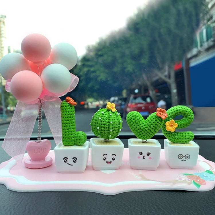 Small Fresh Cactus Ornaments Resin Plants Small Potted Car Ornaments, Heart Shape, Fairy Ball, Fairy Column, Fairy Column (High 3.8cm)