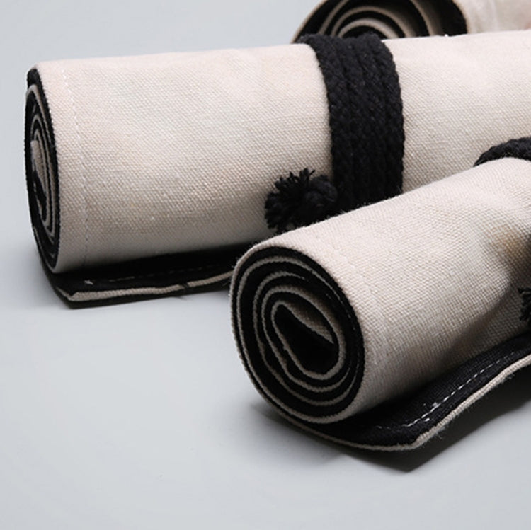 12 Holes Solid Handmade Canvas Color Pencil Curtain Painting Special Storage Bag Large Capacity Roll Pen Bag, 12 Holes, 24 Holes, 36  Holes, 48  Holes, 72 Holes
