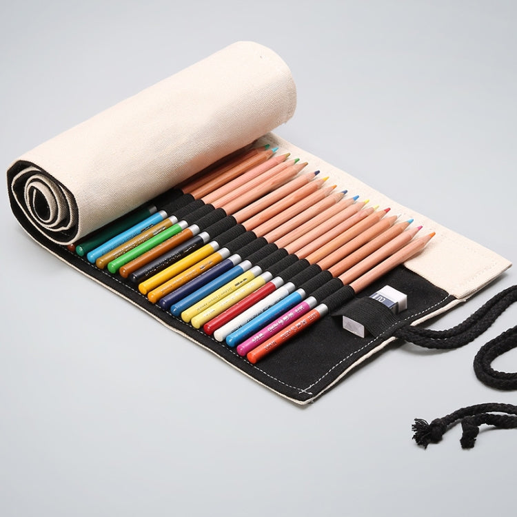 12 Holes Solid Handmade Canvas Color Pencil Curtain Painting Special Storage Bag Large Capacity Roll Pen Bag, 12 Holes, 24 Holes, 36  Holes, 48  Holes, 72 Holes