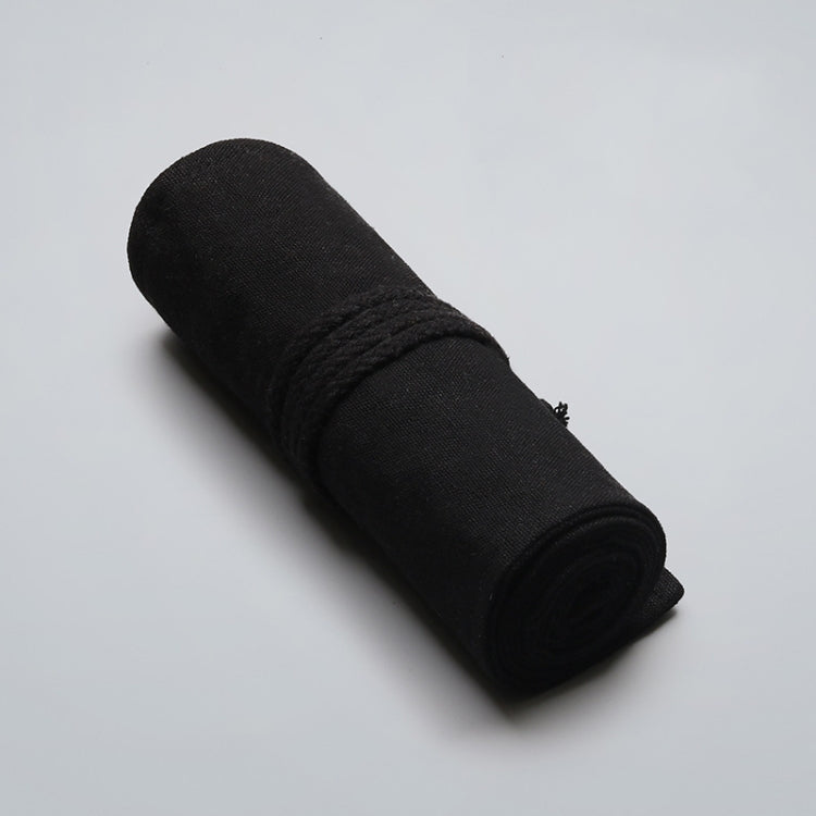 12 Holes Pure Black Handmade Canvas Roll Pen Bag Large Capacity Boy And Girl Sketch Color Pencil Curtain, 12 Holes, 24 Holes, 36  Holes, 48  Holesk, 72 Holes, 108 Holes