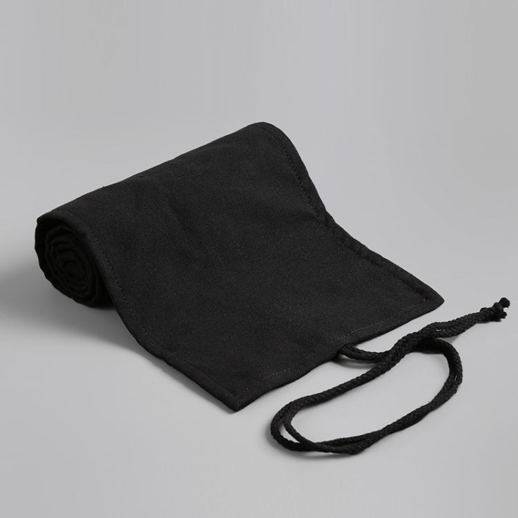 12 Holes Pure Black Handmade Canvas Roll Pen Bag Large Capacity Boy And Girl Sketch Color Pencil Curtain, 12 Holes, 24 Holes, 36  Holes, 48  Holesk, 72 Holes, 108 Holes