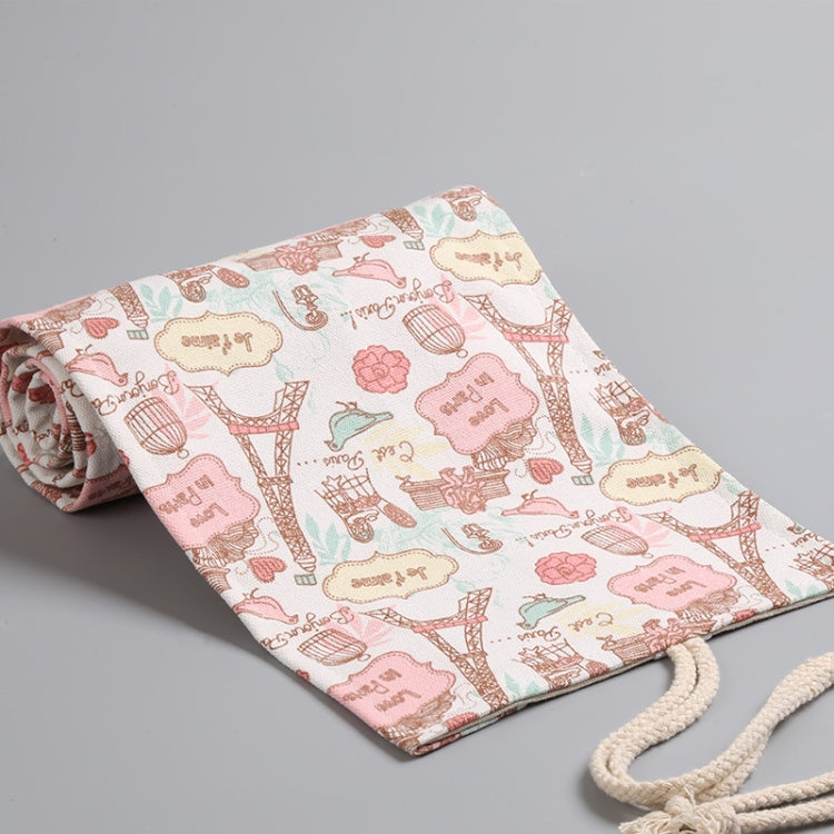 Tower Canvas Handmade Pen Curtain Roll Pen Bag  Sketch Color Pencil Bag, 12 Holes, 24 Holes, 36  Holes, 48  Holes, 72 Holes