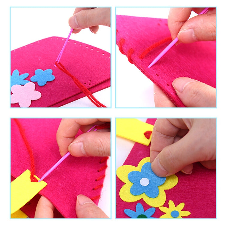 Non-woven Fabric DIY Cartoon Paste Hand Sewing Bag Fabric Bag, Butterfly, Flower, Bouquet, Mother and Daughter, Little Girl, Frog, Little Deer, Small Fish