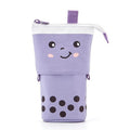 ANGOO Cute Girl Heart Multifunctional Pen Holder Stationery Retractable Storage Bag, Taro Milk Tea, Peach Milk Tea, Blue Silk Velvet Tea, Coffee Milk Tea, Mango Tea, Pink Wave Point, Gray Wave Point, Blue Point, Black Point, Pink (Canvas + PU)         ...
