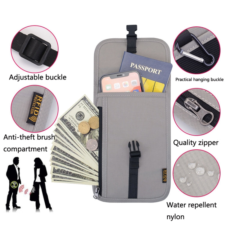 1062 Travel Passport Bag RFID Multi-Function Document Holder Hanging Neck Ticket Protective Case, 1062 Rose Red, 1062 Blue, 1062 Purple, 1062 Black, 1062 Light Grey, 1062 Gray