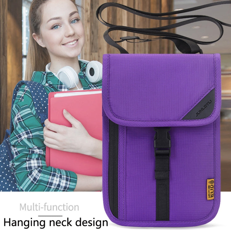 1062 Travel Passport Bag RFID Multi-Function Document Holder Hanging Neck Ticket Protective Case, 1062 Rose Red, 1062 Blue, 1062 Purple, 1062 Black, 1062 Light Grey, 1062 Gray