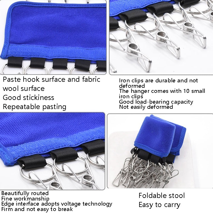Portable Fabric Coat Hanger Hat Self-Adhesive Clip Travel Clothes Socks Foldable Hanger, Diving Material, Flannel