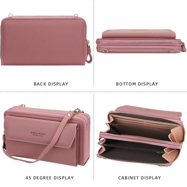 Baellerry Ladies Single Shoulder Messenger Bag Large Capacity Double Zipper Mobile Phone Bag, Red, Green, Blue, Black, Dark Pink, Light Pink