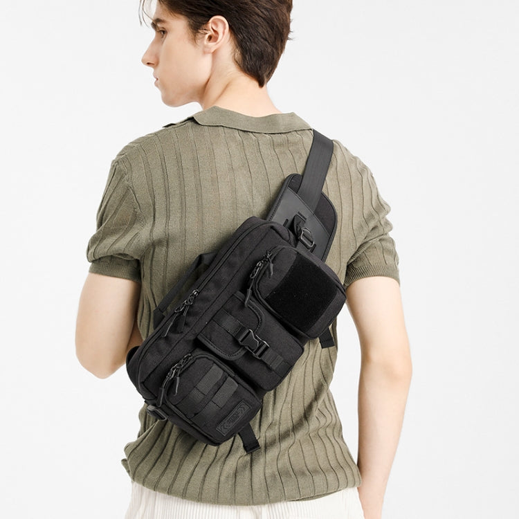 Ozuko 9449 Outdoor Large-Capacity Waist Bag Multifunctional Sports Waterproof Crossbody Bag, Black, Khaki