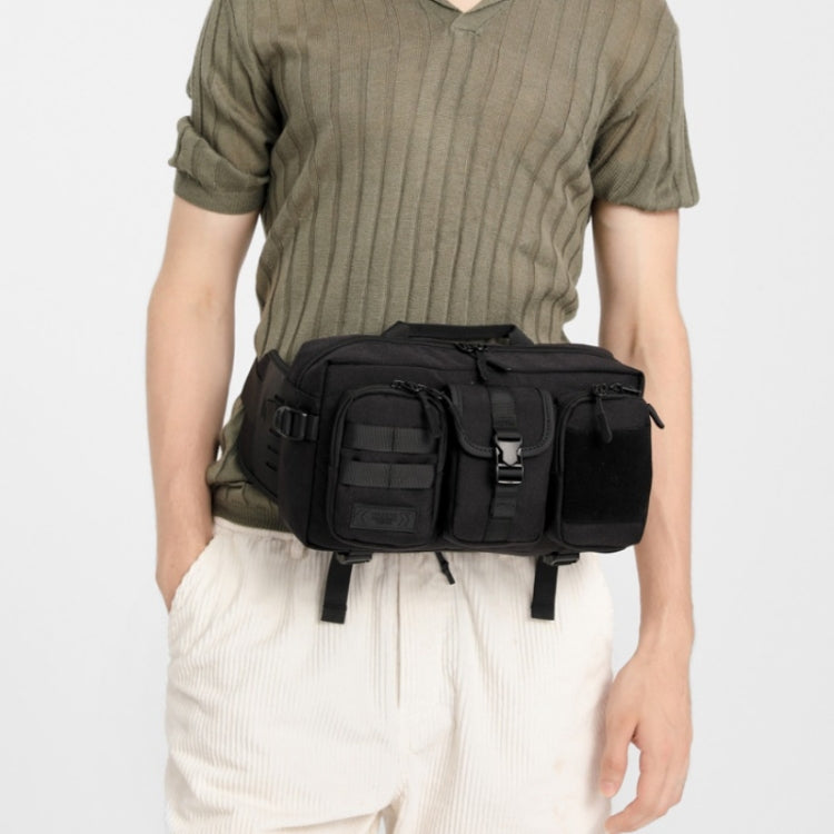 Ozuko 9449 Outdoor Large-Capacity Waist Bag Multifunctional Sports Waterproof Crossbody Bag, Black, Khaki