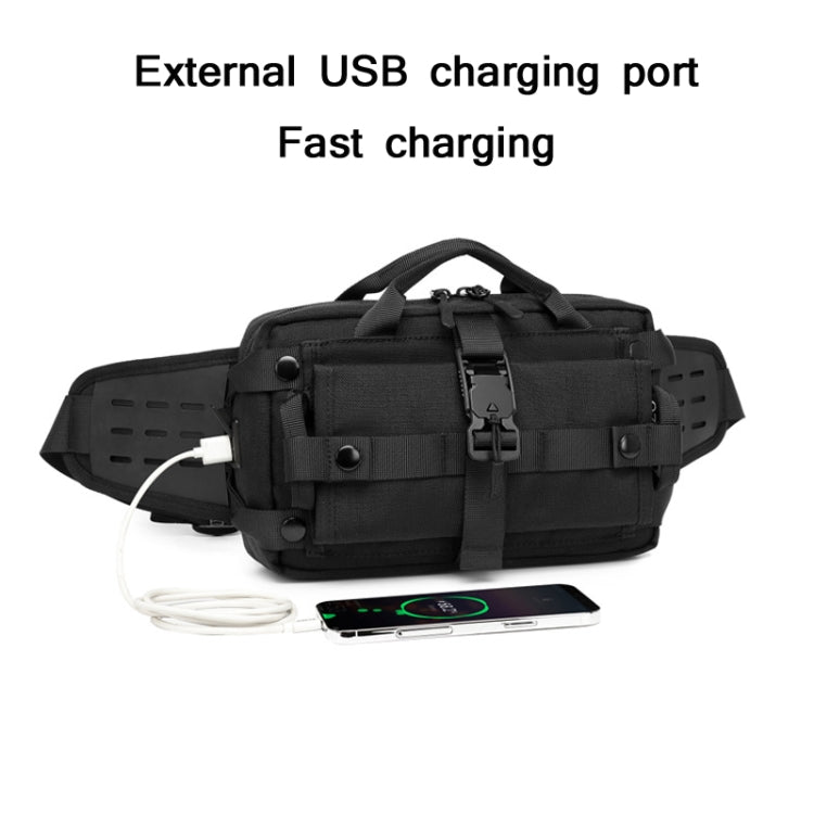 Ozuko 9450 Men Waterproof Waist Bag Sports Trend Shoulder Messenger Bag, Black, Khaki