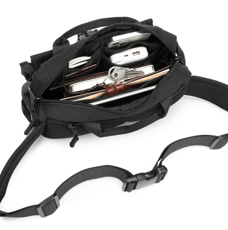 Ozuko 9450 Men Waterproof Waist Bag Sports Trend Shoulder Messenger Bag, Black, Khaki