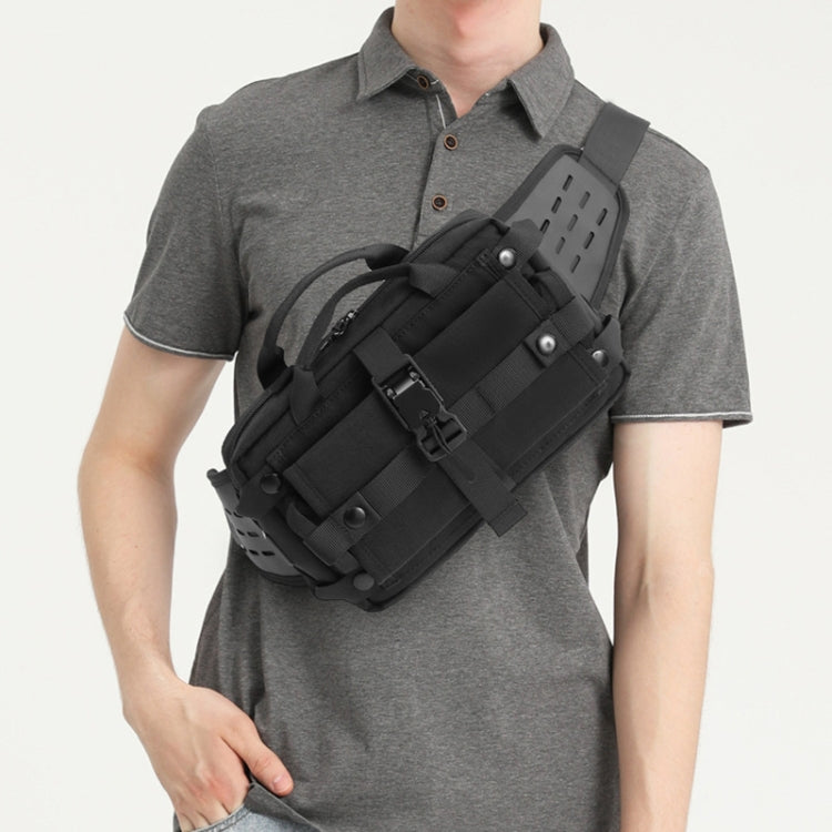Ozuko 9450 Men Waterproof Waist Bag Sports Trend Shoulder Messenger Bag, Black, Khaki