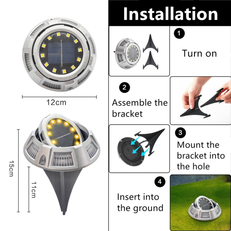 Outdoor Solar Underground Lamp Rotating Buried Lawn Lamp , Spec:, 12 LEDs White+Blue Light (Aluminum Shell), 12 LEDs Warm+Blue Light (Aluminum Shell), 12 LEDs White+Color Llight (Aluminum Shell), 12 LEDs Warm+Color Light (Aluminum Shell)               ...