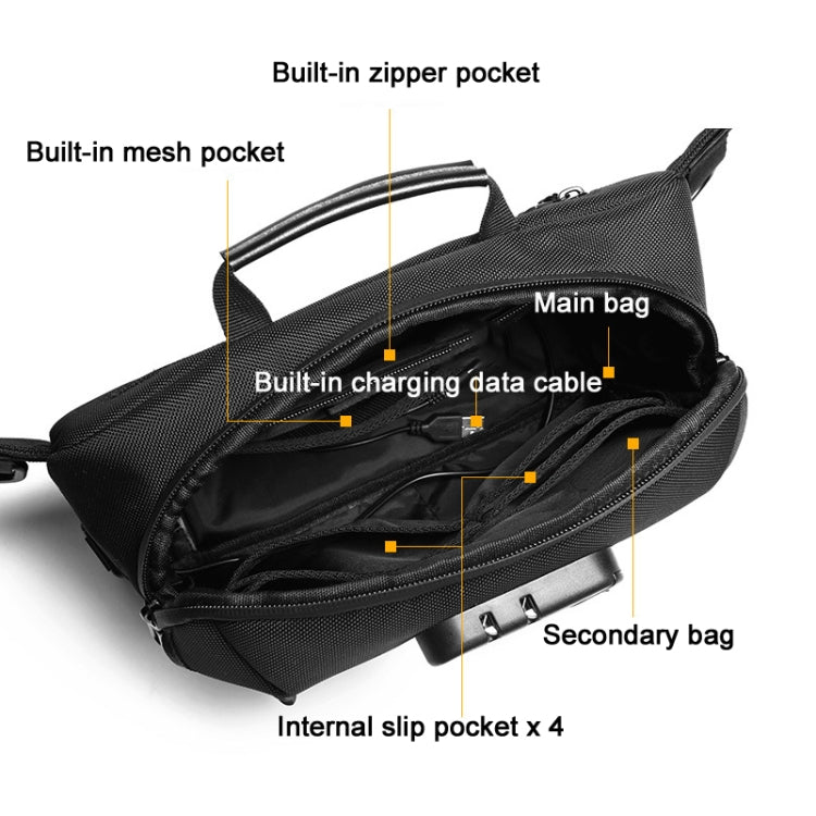 Ozuko 9257 Men Outdoor Sports Waist Bag Anti-Theft Shoulder Messenger Bag, Navy Blue, Black, Dark Gray