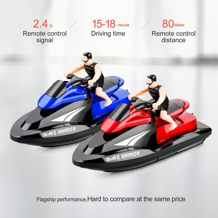 809  2.4G Remote Control Motor Speed Boat High Speed Electric Yacht Model Children Water Toys, Specification, Single Battery (Red), Single Battery (Blue)