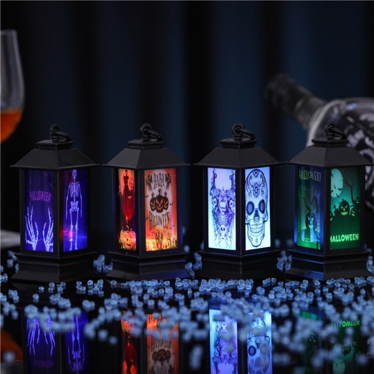 4 PCS Halloween Window Decoration Props Fecoration Small Oil Lamp Wind Lamp Luminous Ornaments, Hooded Pumpkin, Ghost Head, Pumpkin, Ghost