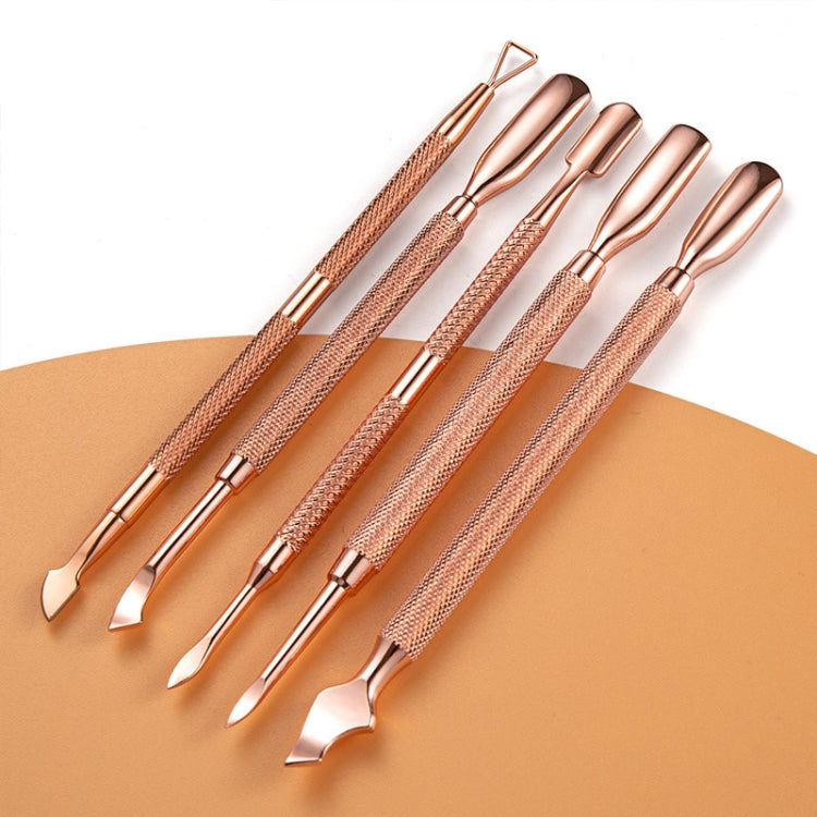 Stainless Steel Rose Gold Double-Headed Steel Push Dead Skin Scissors Nail Set,Style: D501, 01 Big Head, 02  Big Head, 03  Big Head, 04 Small Head, 05  Small Head, 06  Small Head, Dot Flower Needle, D501
