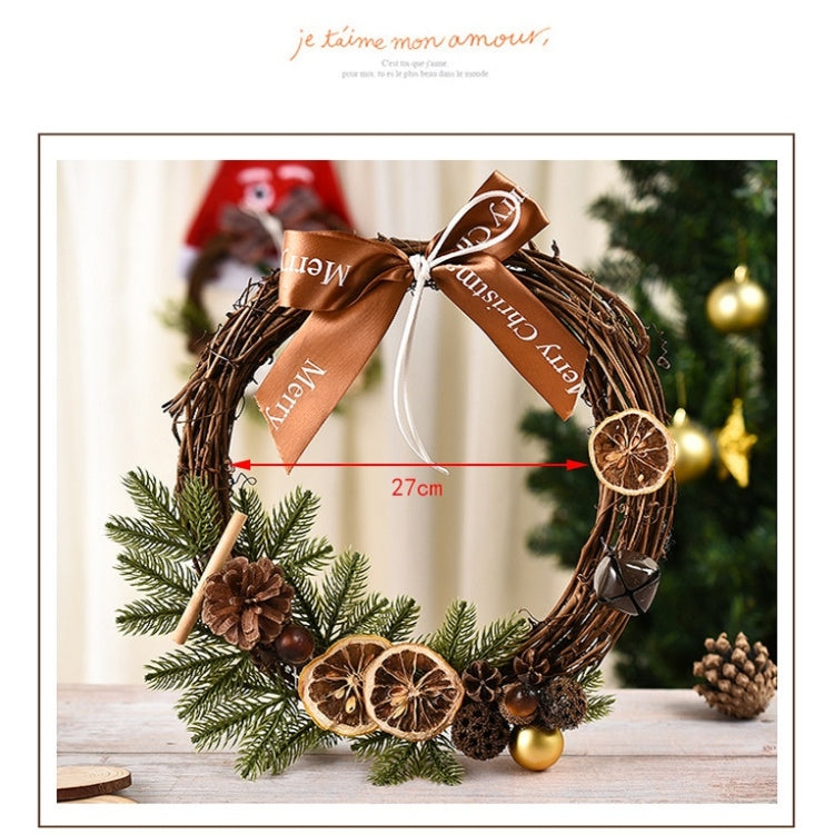 Christmas Decoration Wreath Garland Rattan Door Hanging, Red Flower, Double Clock, Chain, Gold, Double Bell Gift Pack, Big Branch, Old Man, Big Branch, Snowman, Bulls, Swan, Lemon, Cotton