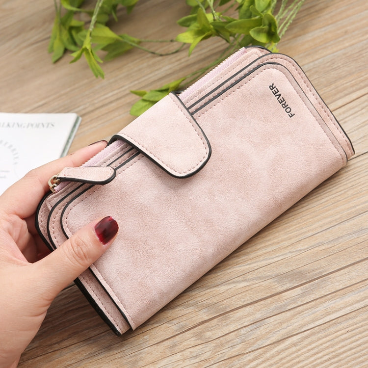 B821 Ladies Frosted Coin Purse PU Leather Clutch Multi-Purpose Long Wallet Large Capacity Card Case, Green, Blue, Black, Pink, Grey, Brown, Purple Red