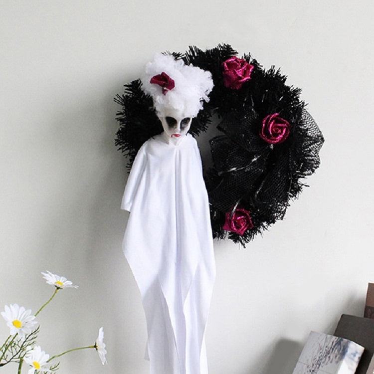 Halloween Ghost Door Hanging Horror Party Hanging Ornaments Haunted House Decoration, White Ghost, Black Ghost
