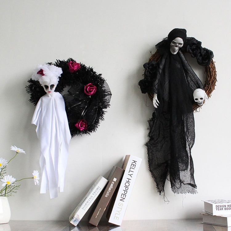 Halloween Ghost Door Hanging Horror Party Hanging Ornaments Haunted House Decoration, White Ghost, Black Ghost
