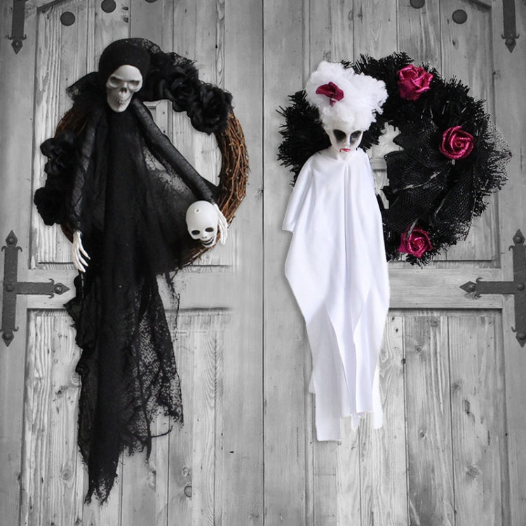 Halloween Ghost Door Hanging Horror Party Hanging Ornaments Haunted House Decoration, White Ghost, Black Ghost