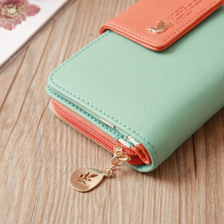 Flying Bird Two Fold Wallet Lady Long Wallet Zipper Mobile Phone Bag Large Capacity Card Holder, Red, Light Green, Orange, Pink, Rose Red, Royal Blue