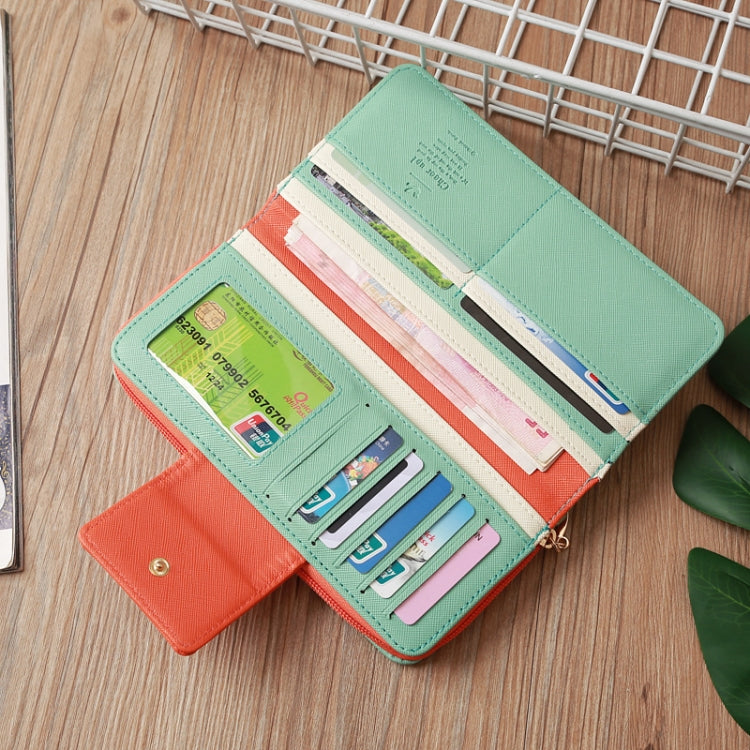 Flying Bird Two Fold Wallet Lady Long Wallet Zipper Mobile Phone Bag Large Capacity Card Holder, Red, Light Green, Orange, Pink, Rose Red, Royal Blue