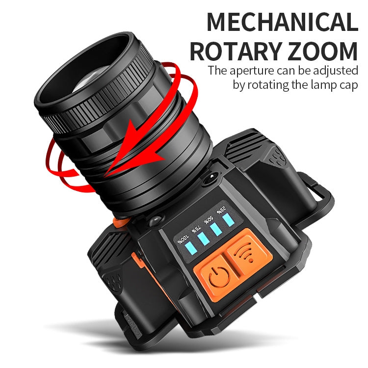 SASQUATCH T50 USB Charging Smart Sensor Head-Mounted Fishing Light Zoom Headlight Outdoor Miners Lamp,Style:, T8  (2 x 1200MA  Battery), T8  (2 x 2000MA Battery)