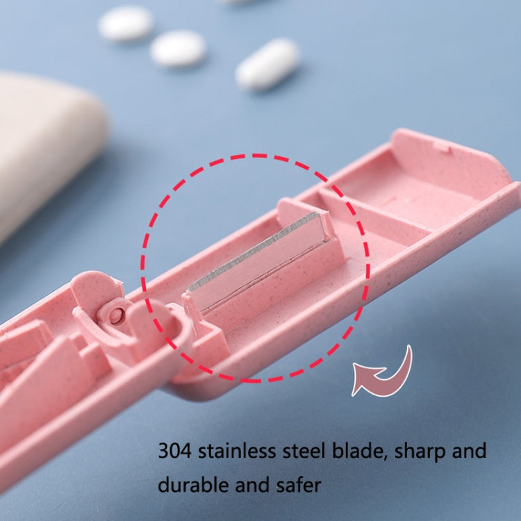10 PCS JS010 Wheat Plastic Medicine Cutter Pill Divider, Pink, Beige, Blue