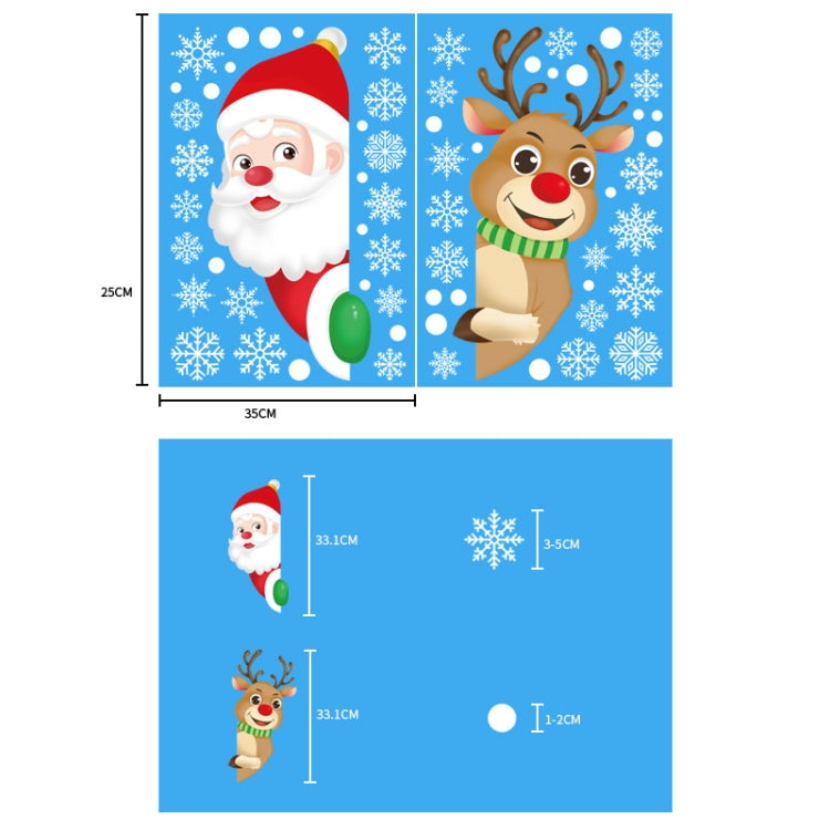 1set Christmas Window Grille Sticker Santa Claus Elk Glass Window Decoration, XC008, XC009